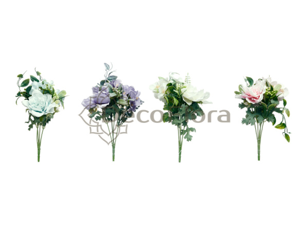 Букет камелии и бегонии 33см голубая
